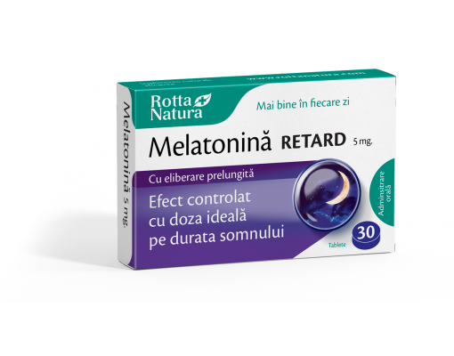imageMelatonină Retard 5 mg. cu efect prelungit pe toată durata somnului